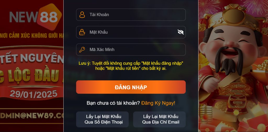 Hướng dẫn khôi phục mật khẩu NEW88